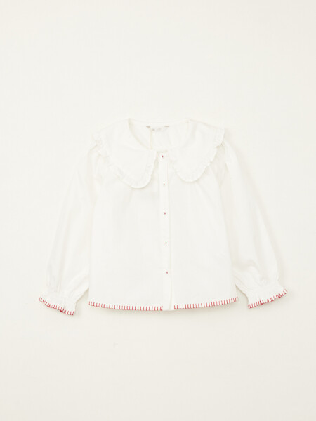 Camisa con doble cuello volados Blanco