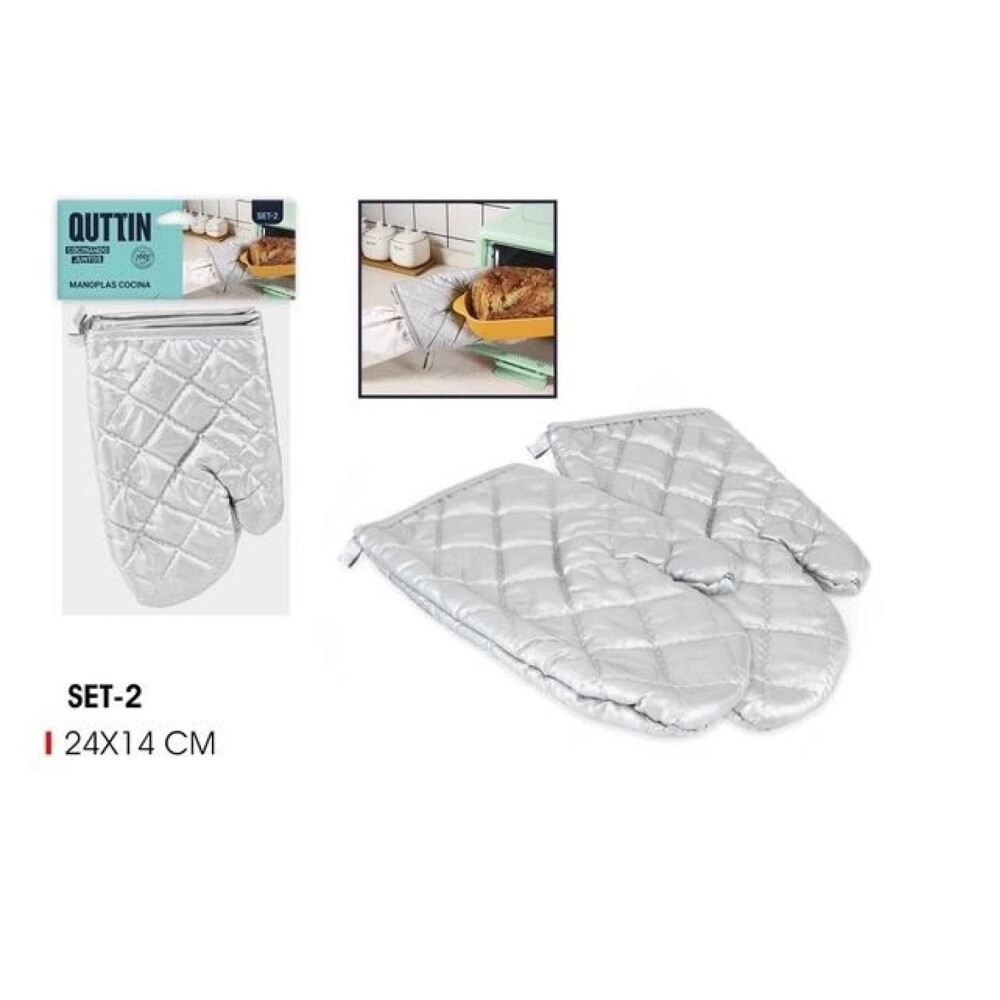 Set 2 Manoplas de Cocina Quttin Silver 24x14 cm IN SET 2 MANOPLAS COCINA SILVER QUTTIN