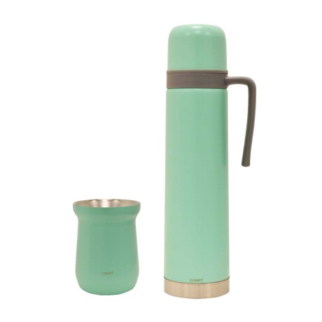 Kit Comet de Termo 750Ml c/Manija y Mate 160Ml en Acero Inox Verde Claro