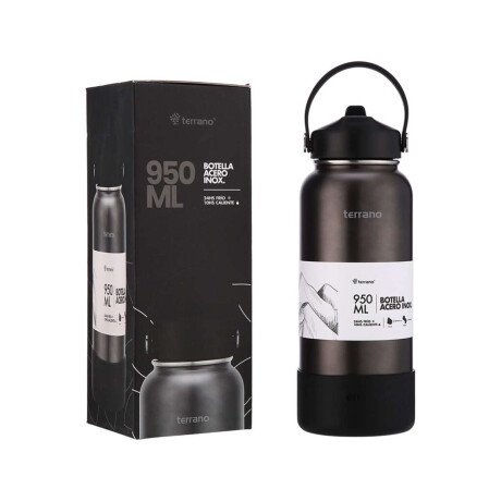 Botella Térmica Con Pico 950Ml. Negro Metalizado