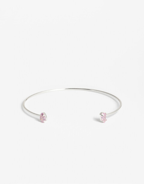 Pulseras Rígidas Cubic zirconia Pulsera Rígida Bañada En Plata - Plateado