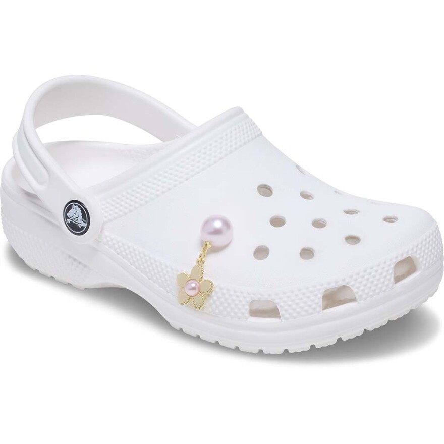 Jibbitz Pink Pearl and Gold Flower Multicolor