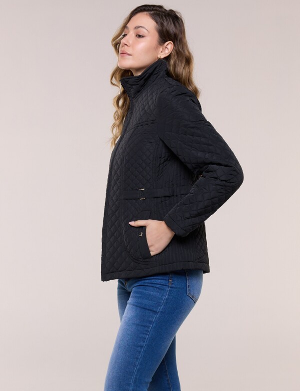 Campera Matelaseada Con Ajuste En Cintura NEGRO