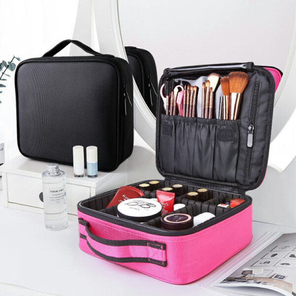 Maleta De Maquillaje Valija Organizadora Maletín Cosmetico Variante Color Rosa