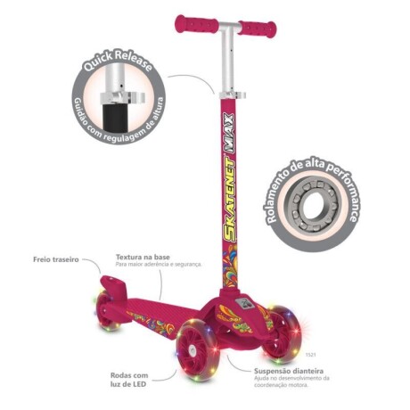 SCOOTER MAX LED ROSADO BANDEIRANTE 1521 001