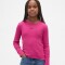 FRCH LS RIBBED TEE BRIGHT FUCHSIA 026