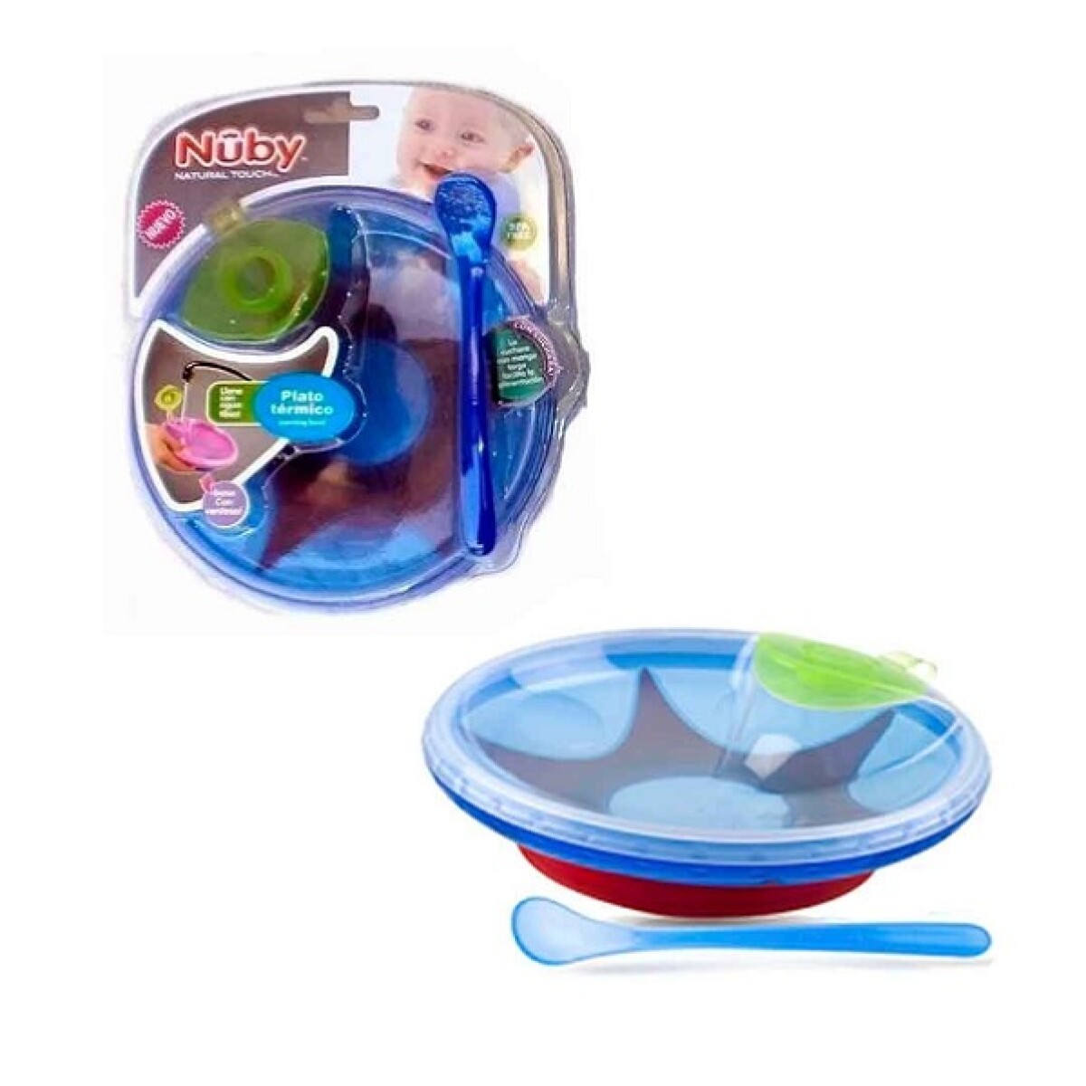 Plato Térmico Nuby Con Cuchara Azul 4m+ 