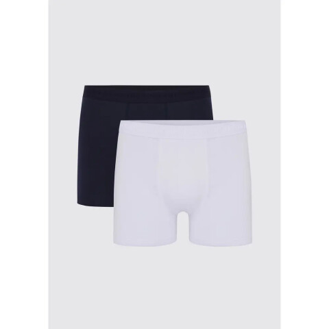 KIT COM 2 CUECAS BOXER BRANCO/AZUL