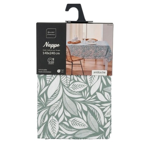 MANTEL RECT VERDE ESTAMP 140X240CM Unica