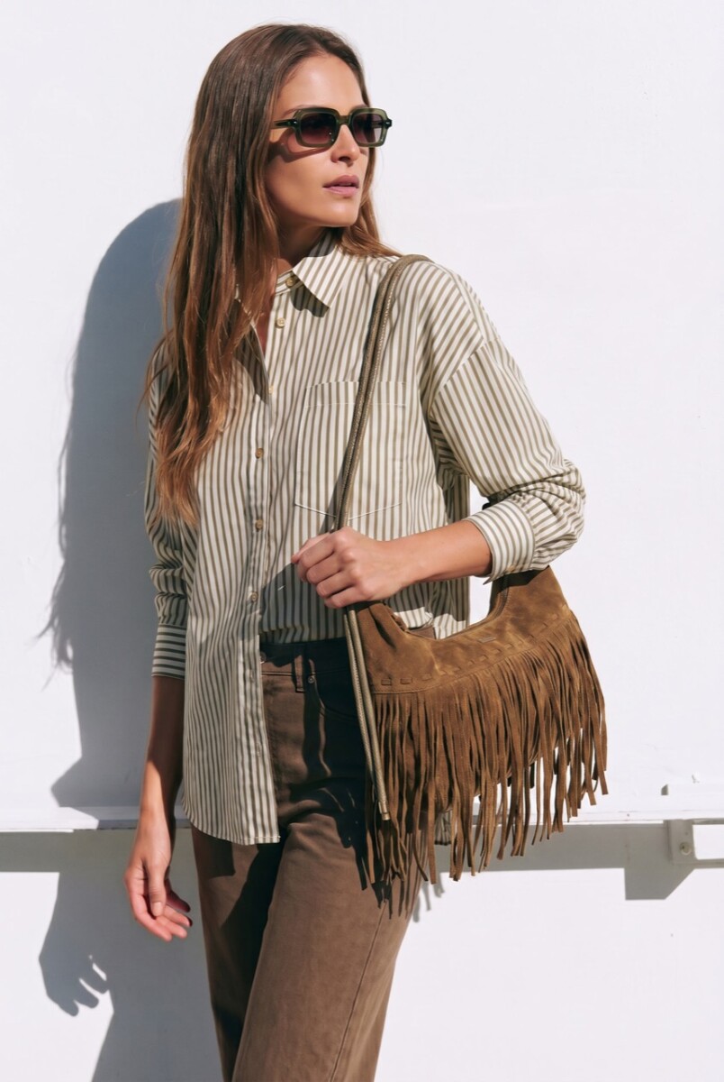 Cartera Gamuza Vegana Flecos - Oliva 