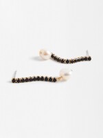 Pendientes Con Perlas Y Circonitas negro