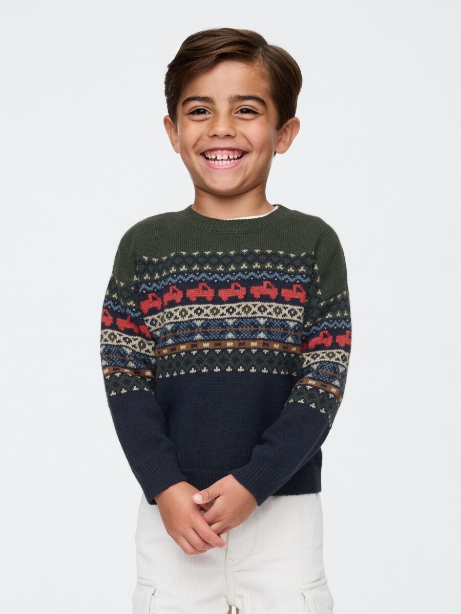 Buzo Cashsoft Cuello Redondo Toddler Niño - Multi Fairisle 