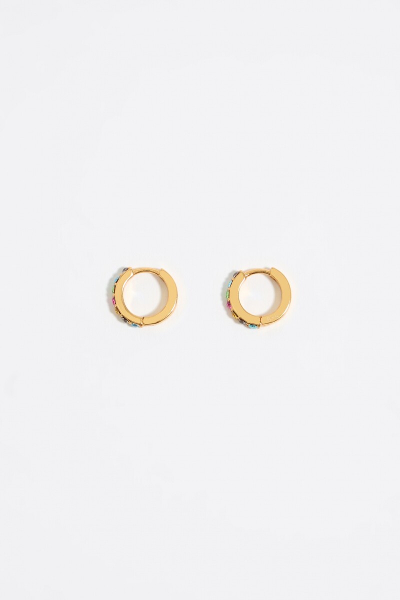 PENDIENTES ARO MINI CRISTALES Oro