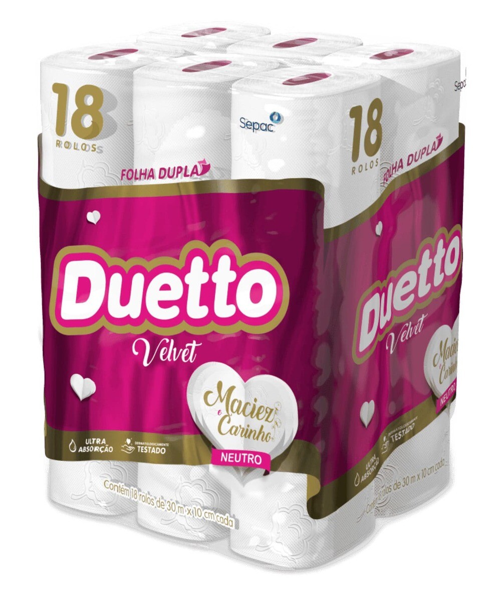 DUETTO PAPEL HIG. DOBLE HOJA NEUTRO X 18 