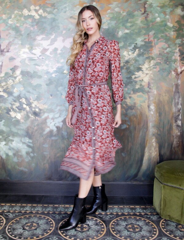 Vestido Gasa Print MULTI/ANARANJADO