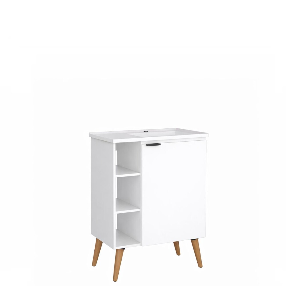 Mueble de baño de pie Hortensia Blanco 62 cm con bacha de resina Mueble De Baño De Pie Hortensia Blanco 62 Cm Con Bacha De Resina