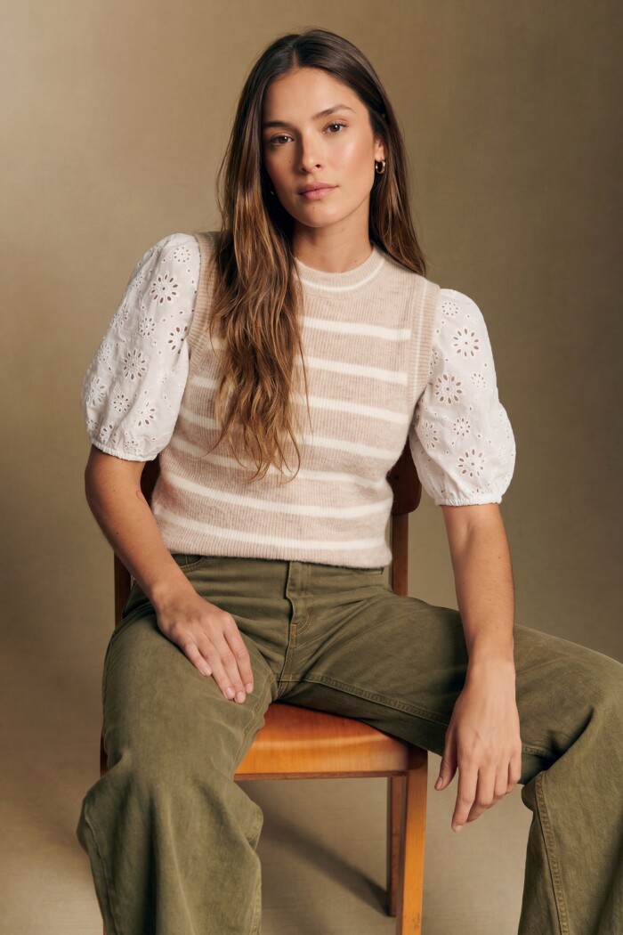 Chaleco Tejido Rayado Nacar