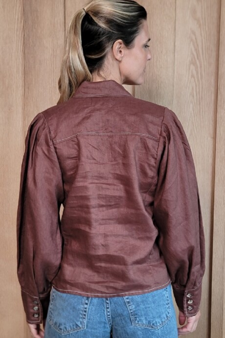 Camisa Amalia Puro Lino Chocolate