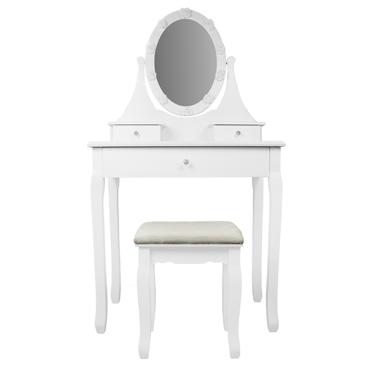 Comoda toilette con espejo led y taburete. 