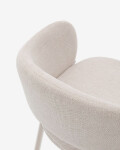Taburete Maina de chenilla beige y patas de acero con acabado beige FSC Mix Credit 65 cm