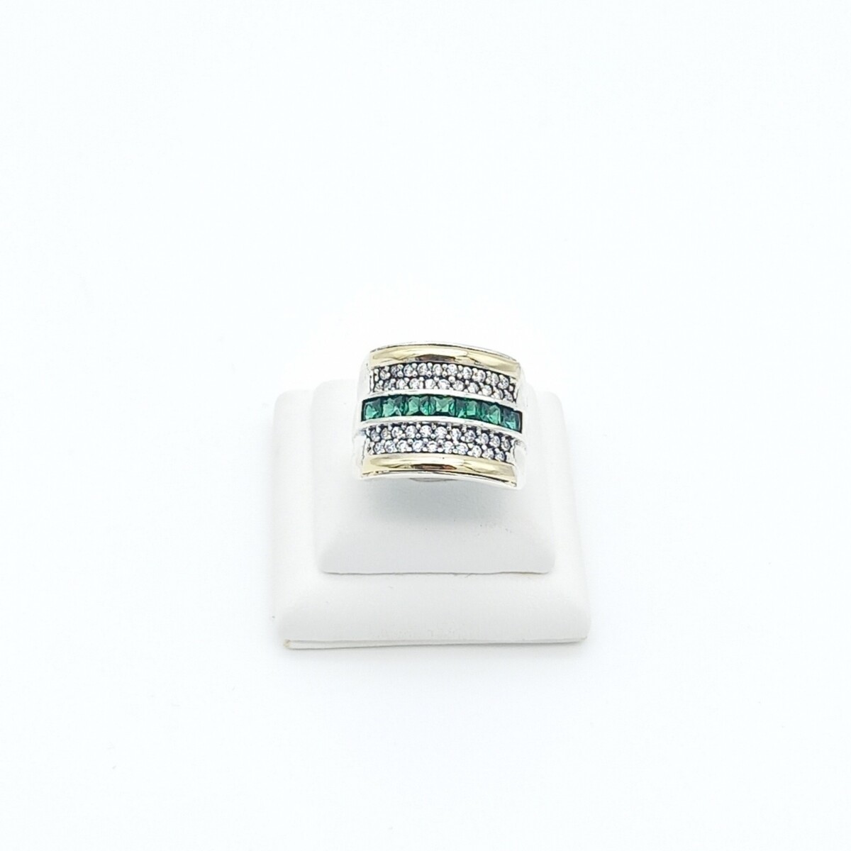 Anillo de plata 925, double en oro 18 ktes y circonias. 