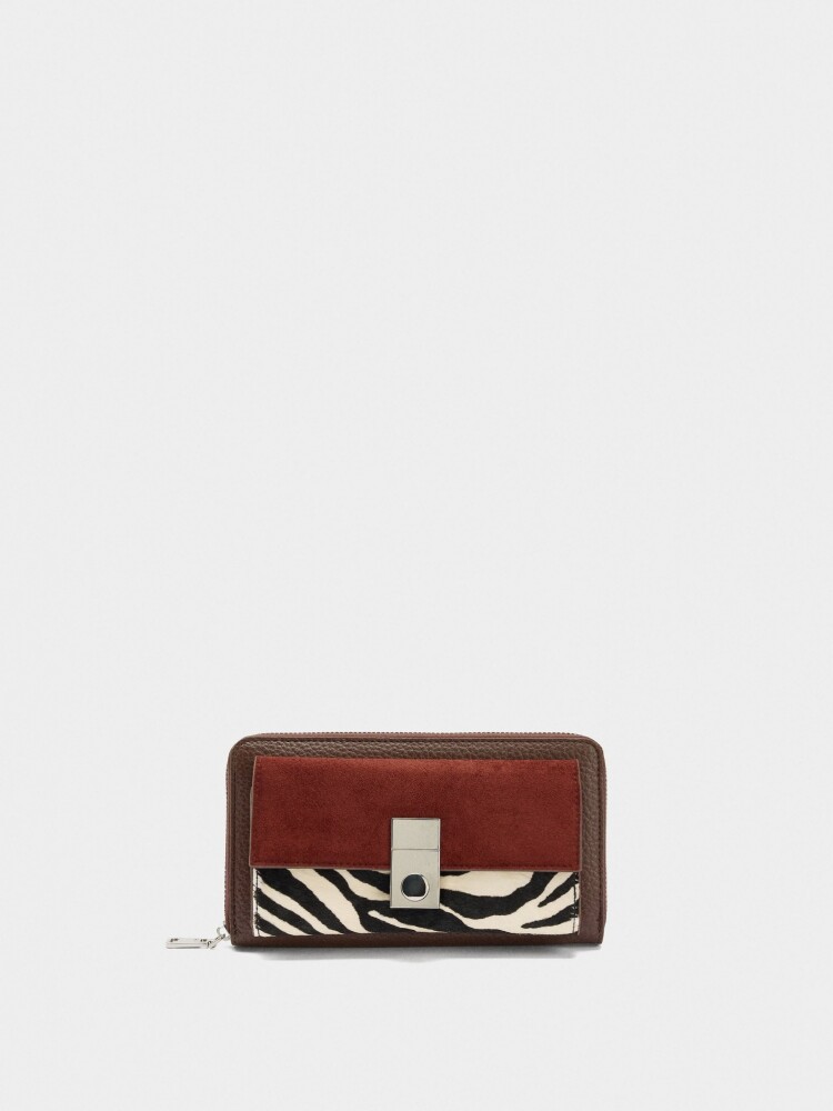 Cartera Detalles De Piel Con Solapa multicolor