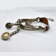 Par De Espuelas En Metal, Plata, Cuero Y Oro Par De Espuelas En Metal, Plata, Cuero Y Oro