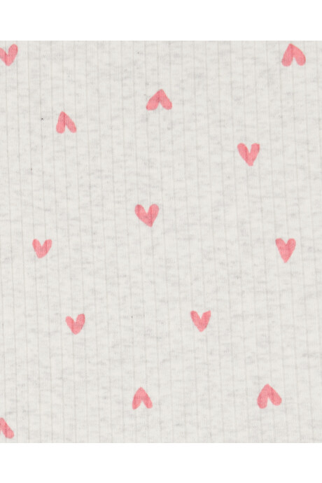 Set dos piezas de algodón acanalado, short y blusa, diseño corazones Set dos piezas de algodón acanalado, short y blusa, diseño corazones