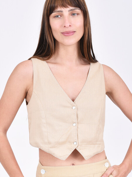 CHALECO CLEO BEIGE OSCURO