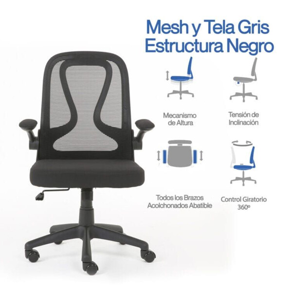 Silla De Escritorio Ergonómica Mesh NEGRO