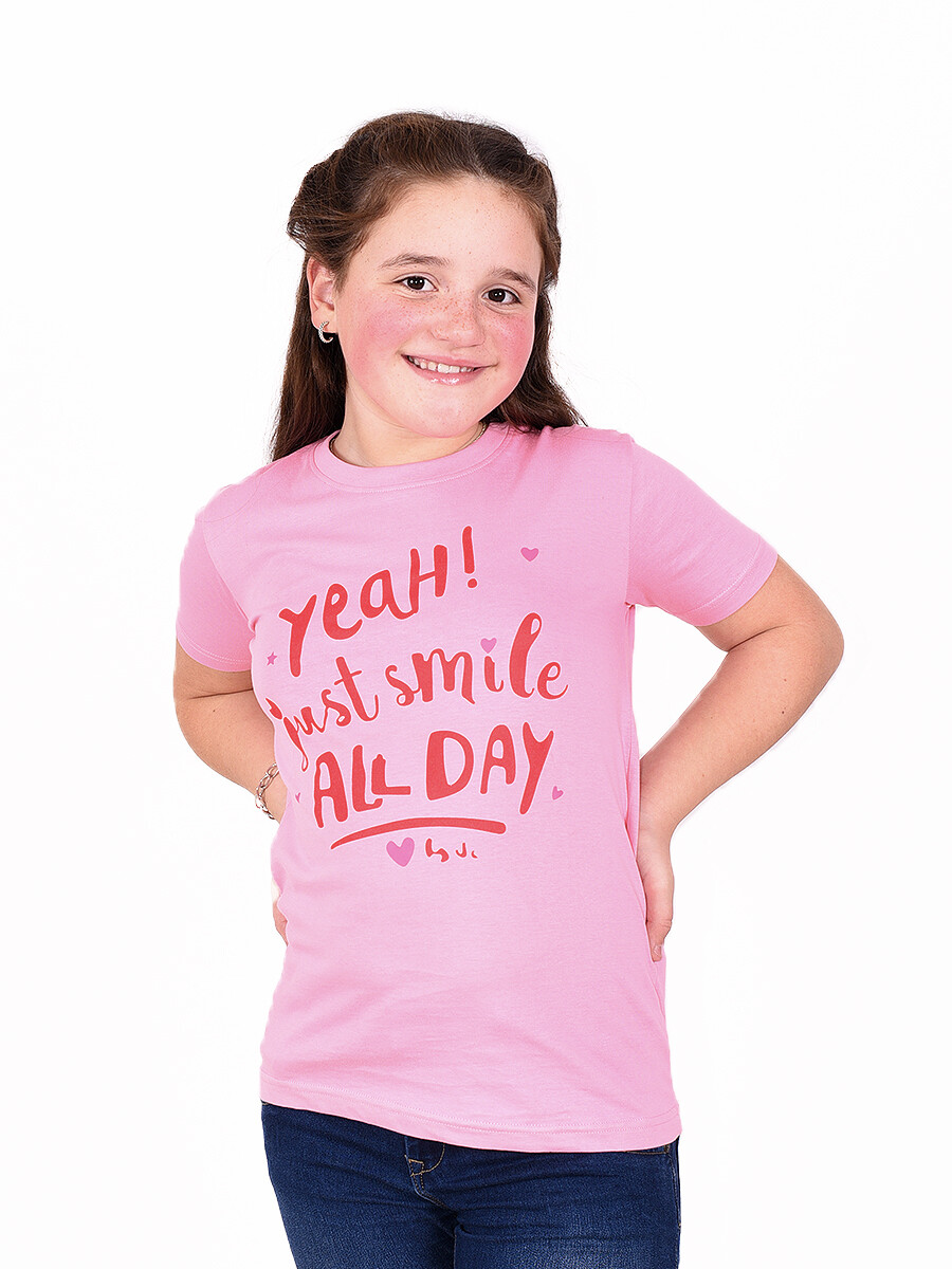 REMERA JUST SMILE ALL DAY - ROSADO 