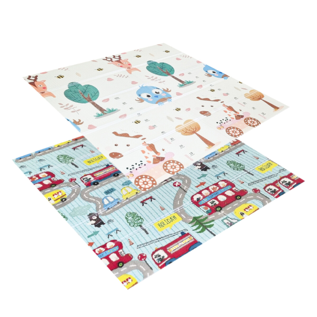 Alfombra Antigolpe Niños Bebe Colchoneta Plegable Infantil - Variante Diseño Buho/Ciudad 