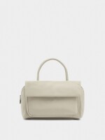 Bolso Tote De Nylon Con Doble Solapa gris