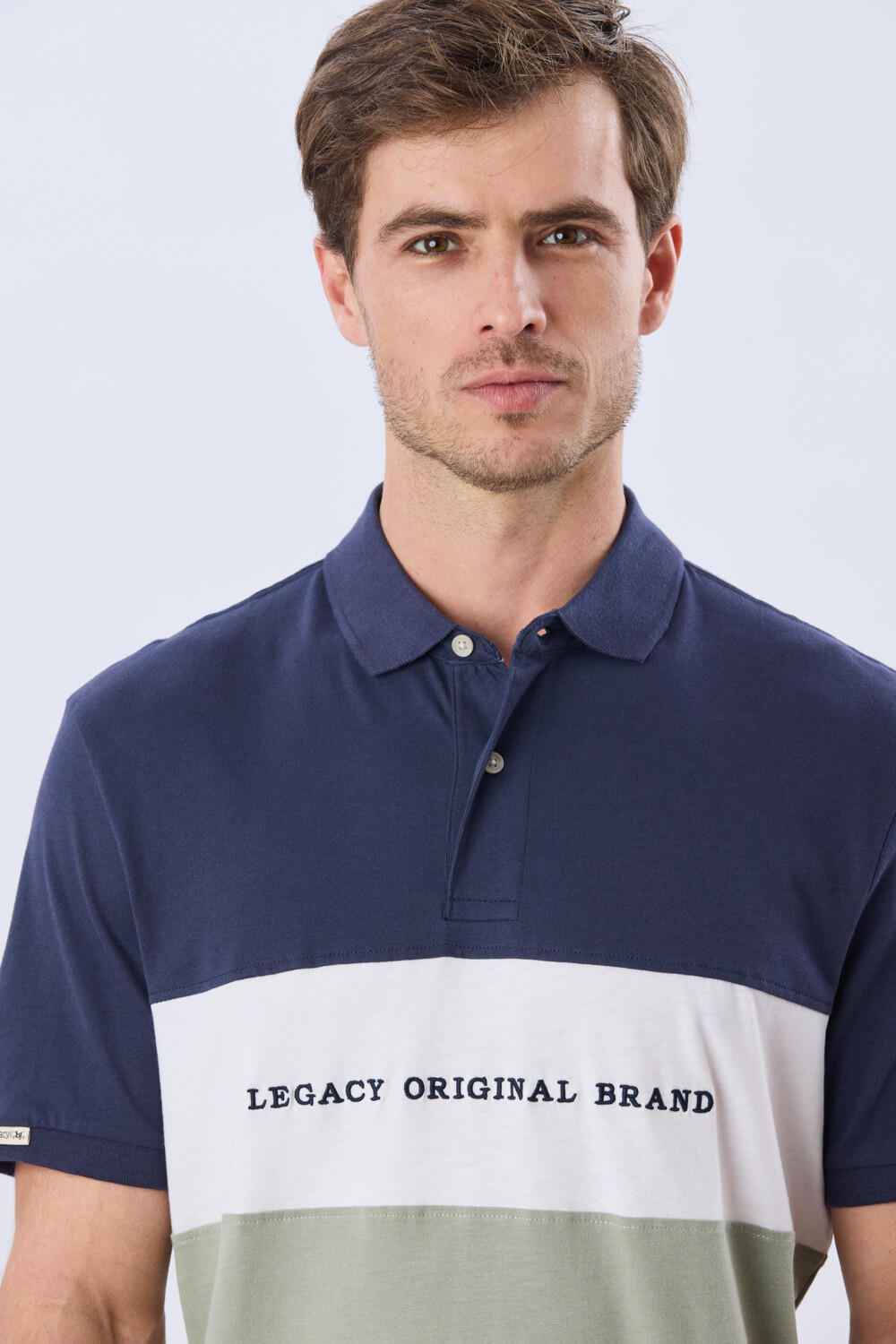 REMERA POLO RAYADA JERSEY Azul