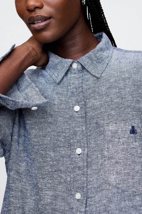 Camisa De Lino Brannan Mujer Blue Chambray
