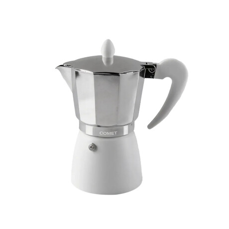 Cafetera Italiana Comet 6 Tazas Aluminio Mango Ergonómico Blanco