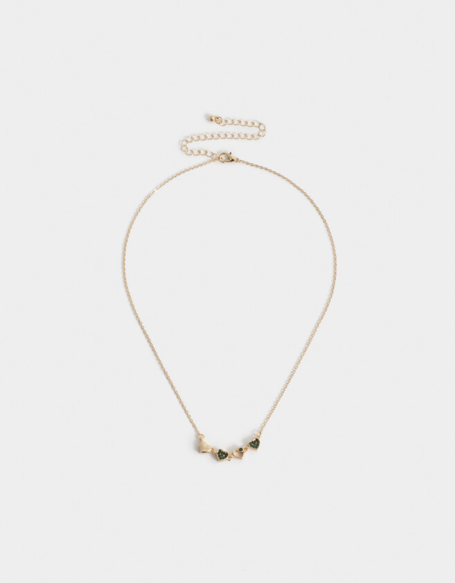 Collares Cortos Bañada en Oro Collar Corto Corazones Bañado En Oro - Dorado