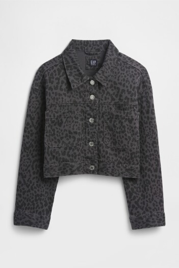 Campera De Jean Niña Black Leopard