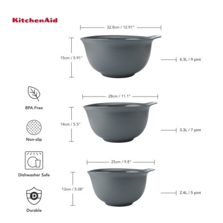 Bowls Antideslizantes Set 3 Unidades KitchenAid Bowls Antideslizantes Set 3 Unidades KitchenAid