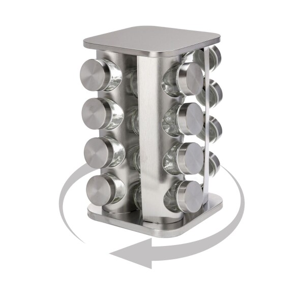 Especiero Giratorio 16 Frascos Vidrio Para Condimentos Cocina Acero Inoxidable Imback Especiero Giratorio 16 Frascos Vidrio Para Condimentos Cocina Acero Inoxidable Imback