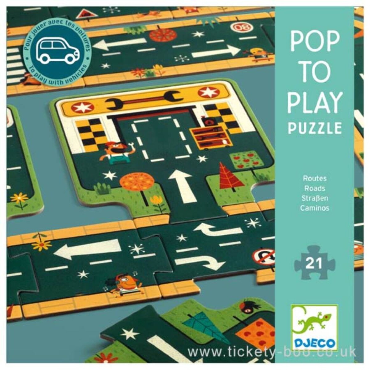 Puzzle de carreteras Pop To Play Caminos by Djeco 21 pzas 