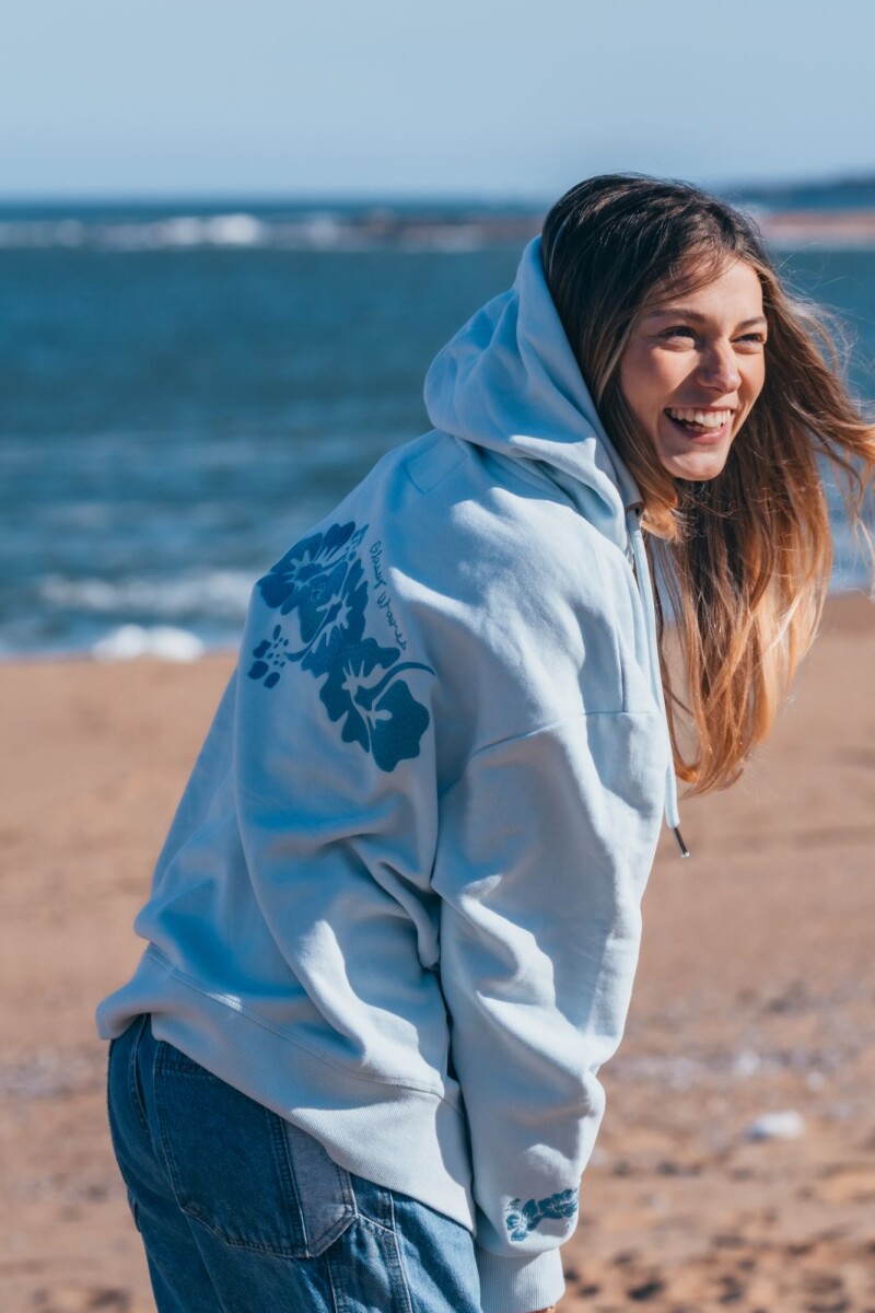 Hoodie Waikiki Boxy Fit Bordado / Celeste U