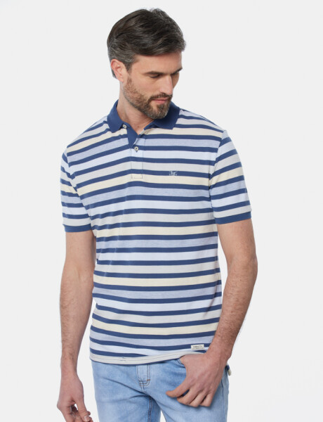 REMERA POLO RAYADA Azul