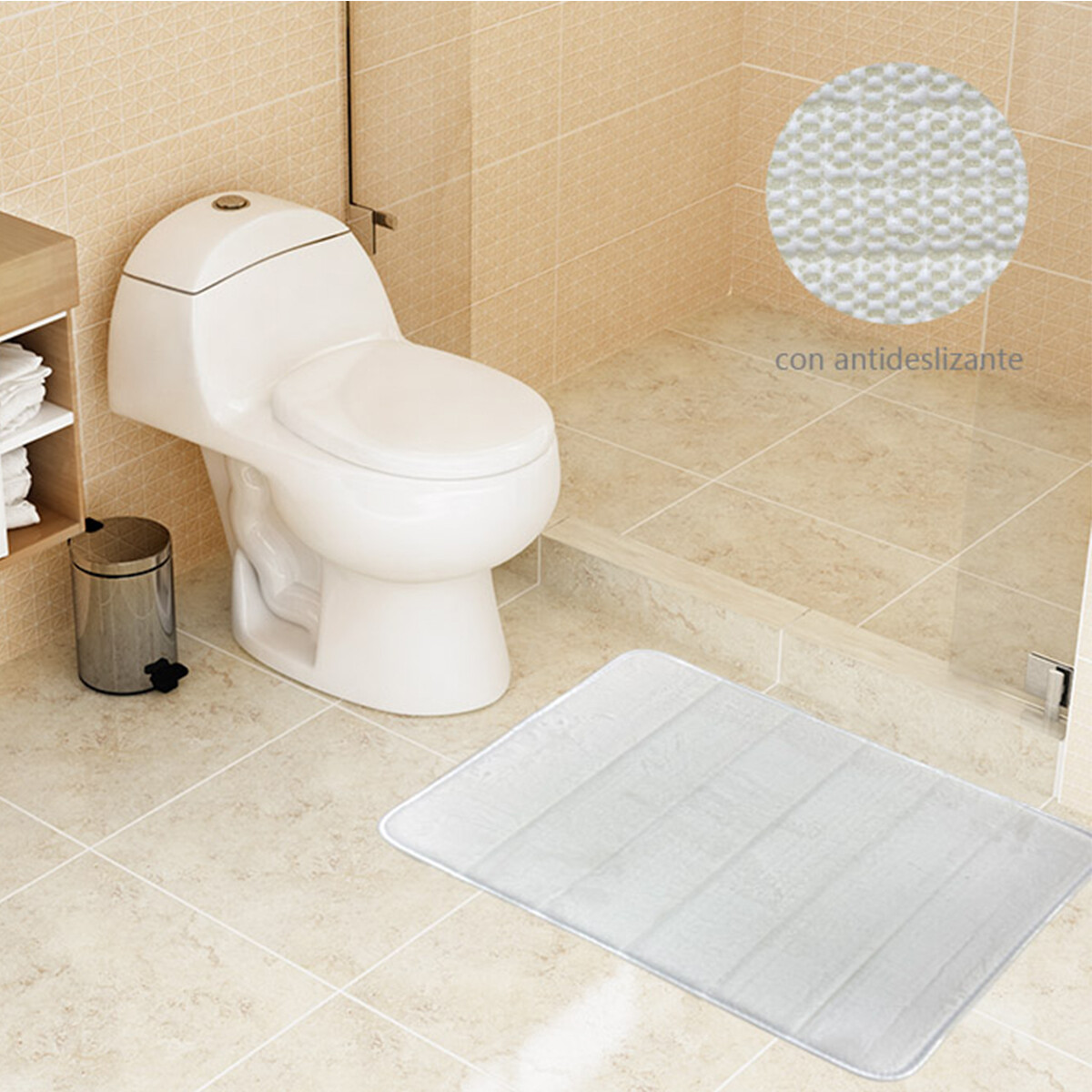 Alfombra Baño con Memoria Home Class Microfibra 43 x 61 cm - BLANCO 