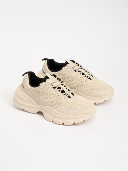 Zapatilla deportiva combinada Beige