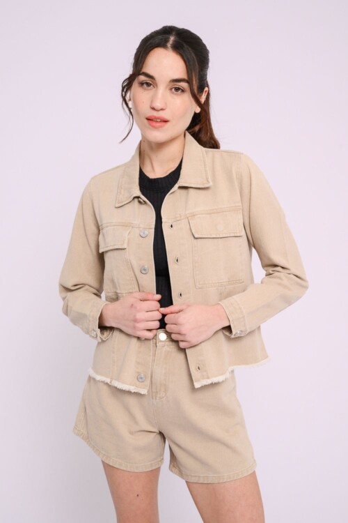 Campera de jean Beige