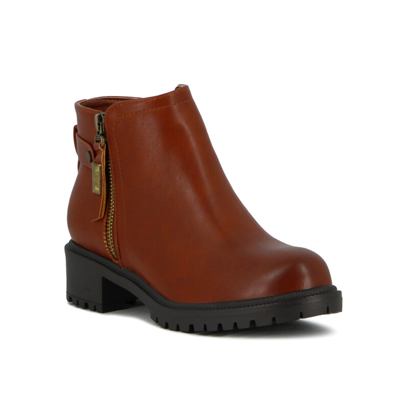 Darkness Bota De Dama Caña Baja Taco Cuadrado C/ Cierre - Tan Tan