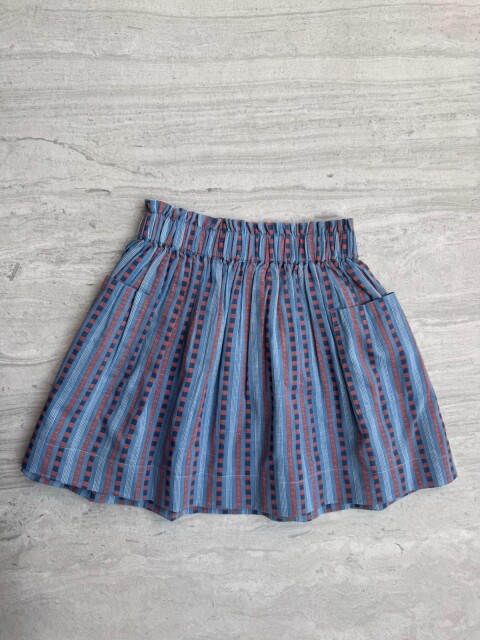 Falda Estampada Con Bolsillos Azul Nuevo