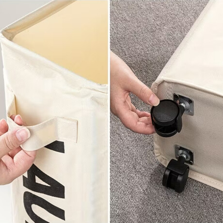 Cesto de ropa tela con rueditas Blanco
