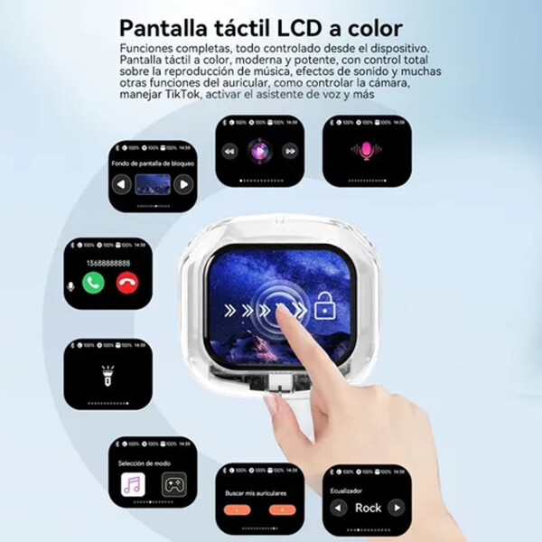 Auricular Bluetooth Air Max Pantalla Táctil Tws ROSA